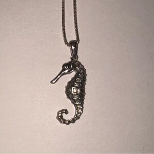Sterling Silver Seahorse Necklace on 18” Chain Vintage by Cookie Lee 925 Silver